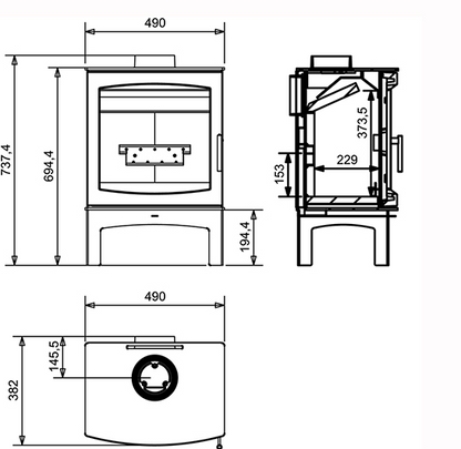 MI Fires Tall Tinderbox - 5kw - Wood Burning Stove